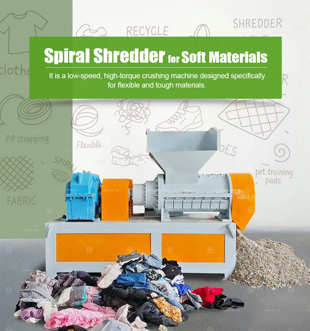 Equipamento de Trituração de Resíduos Macios, Cortador de Resíduos, Tecido, Fita Plástica, Papel, Livro