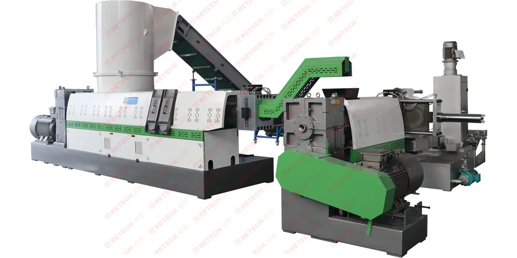 Linha de Reciclagem de Pelotização e Granulação de Flocos de Filme de PE/PP/LDPE LLDPE HDPE/ABS/PS/EPS/EVA/PA/TPU com Compactador e Extrusão por Face de Matriz