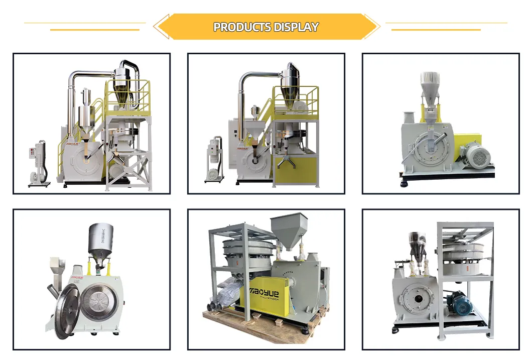 Máquina de moagem de pó de moagem de disco para reciclagem de plásticos em sucata de PE, PP, PVC, HDPE, LLDPE, PET e EVA