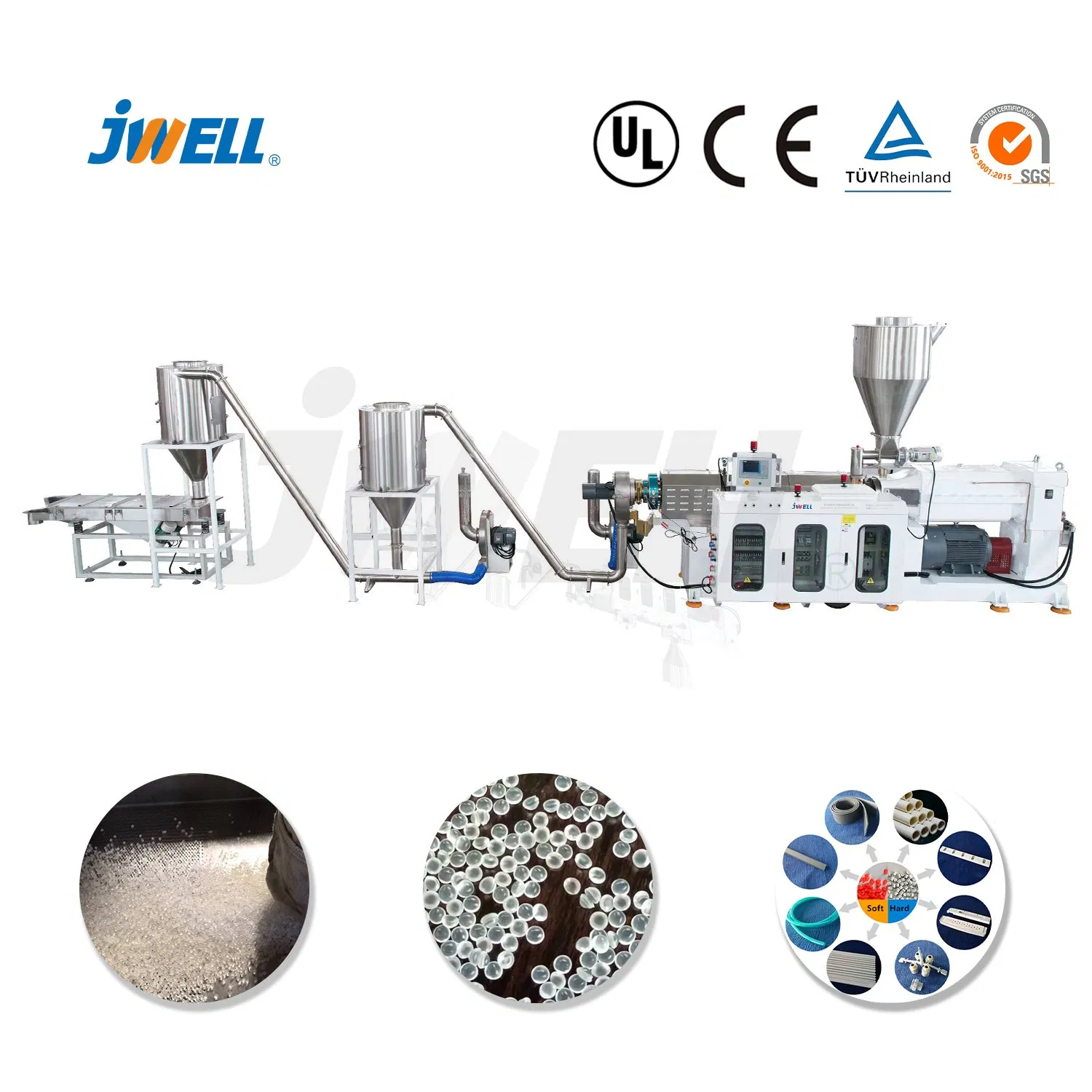 Linha de Extrusão de Compounding e Granulação de PVC Jwell Plastic
