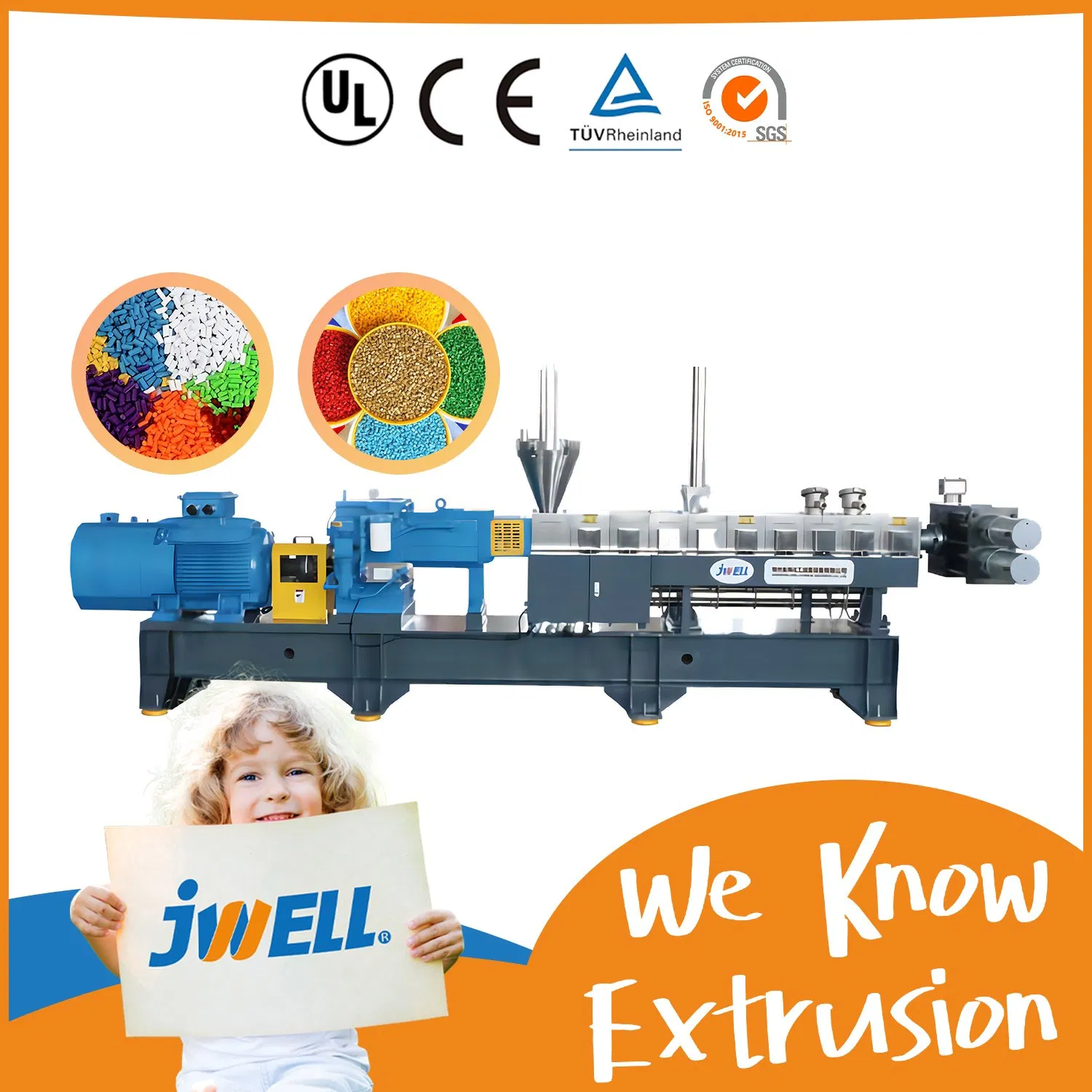 Granulados de Masterbatch Colorido Jwell Máquina Pellets Plásticos Máquina de Pelotização Máquina de Granulação Linha de Produção de Compounding e Granulação