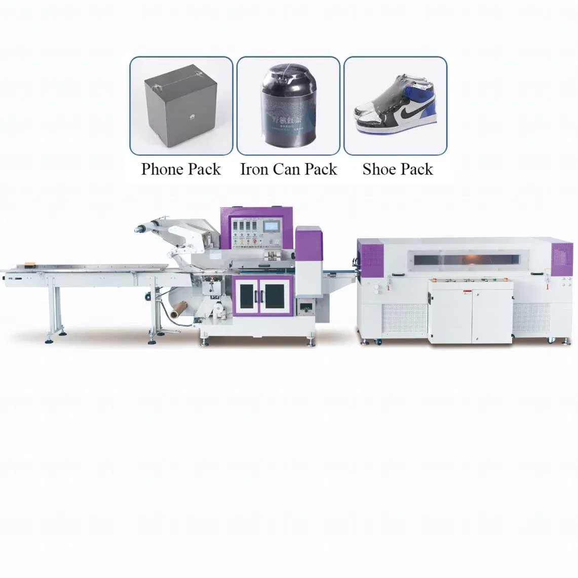 Máquina de Embalagem Térmica Semi Automática e Automática para Encolhimento de Filme Plástico Térmico, Tunel de Encolhimento, Máquinas de Embalagem para Caixa de Alimentos e Garrafa