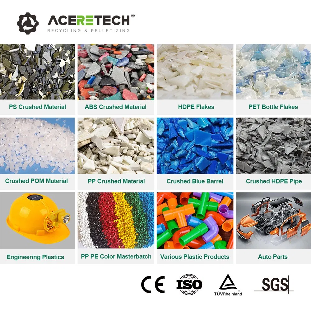 Linha de Granulação de Reciclagem de Resíduos de Masterbatch de Cor em PP/PE Fabricada na China pela Aceretech para Re-Pelletização de Material Plástico Triturado