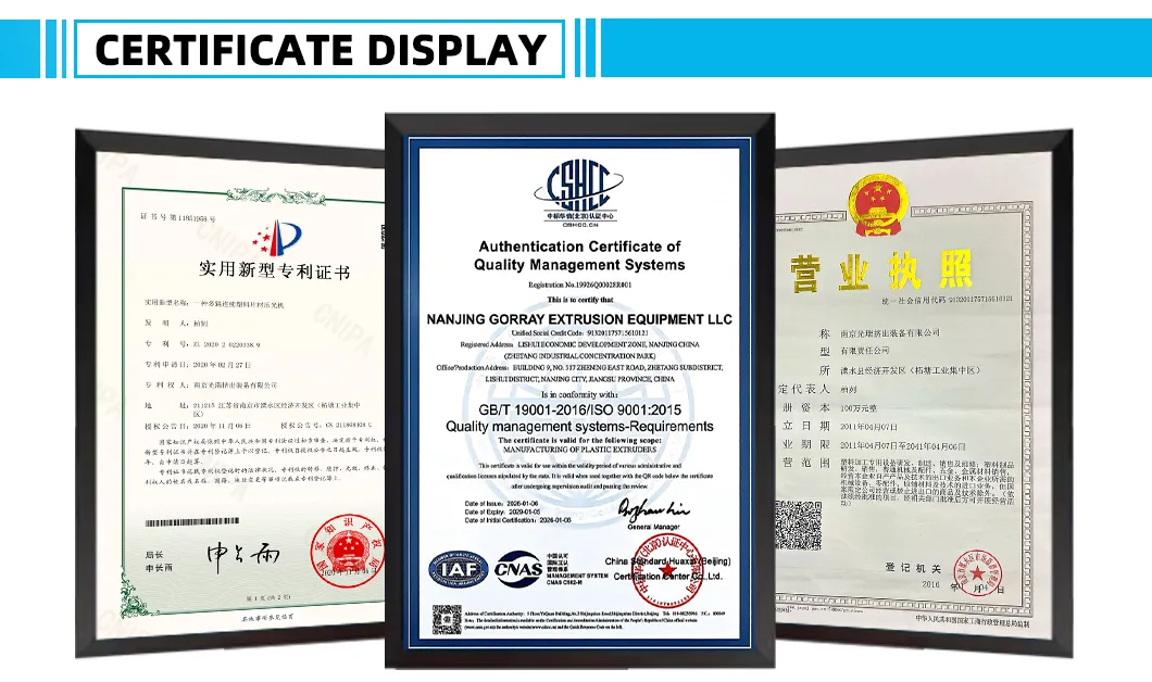 Certificações do Equipamento de Extrusão
