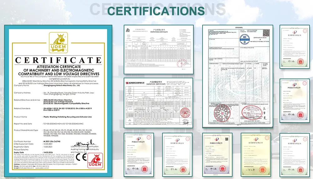 Certificações da Linha de Processamento de Reciclagem