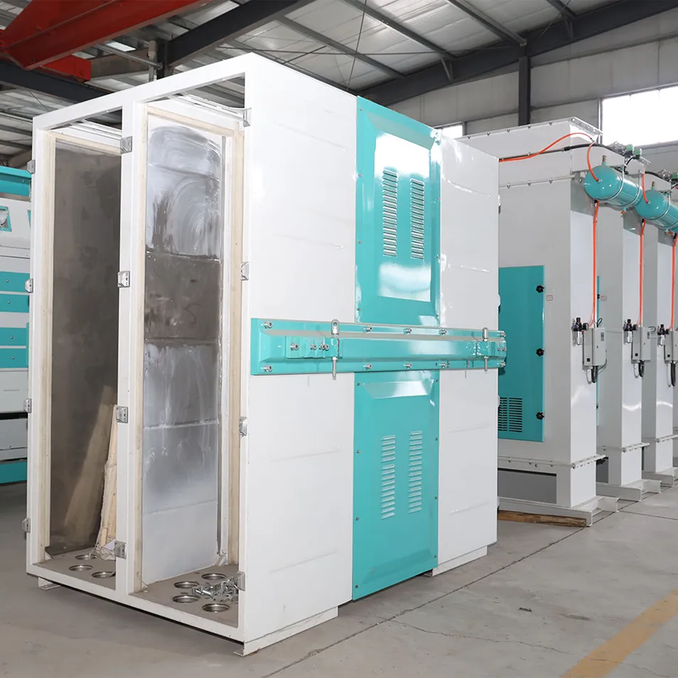 Unidade de Peneira Completa com Dispositivo de Alimentação Integrado e Múltiplos Bicos para Manuseio Automatizado de Materiais em Planta de Moagem de Grãos em Grande Escala