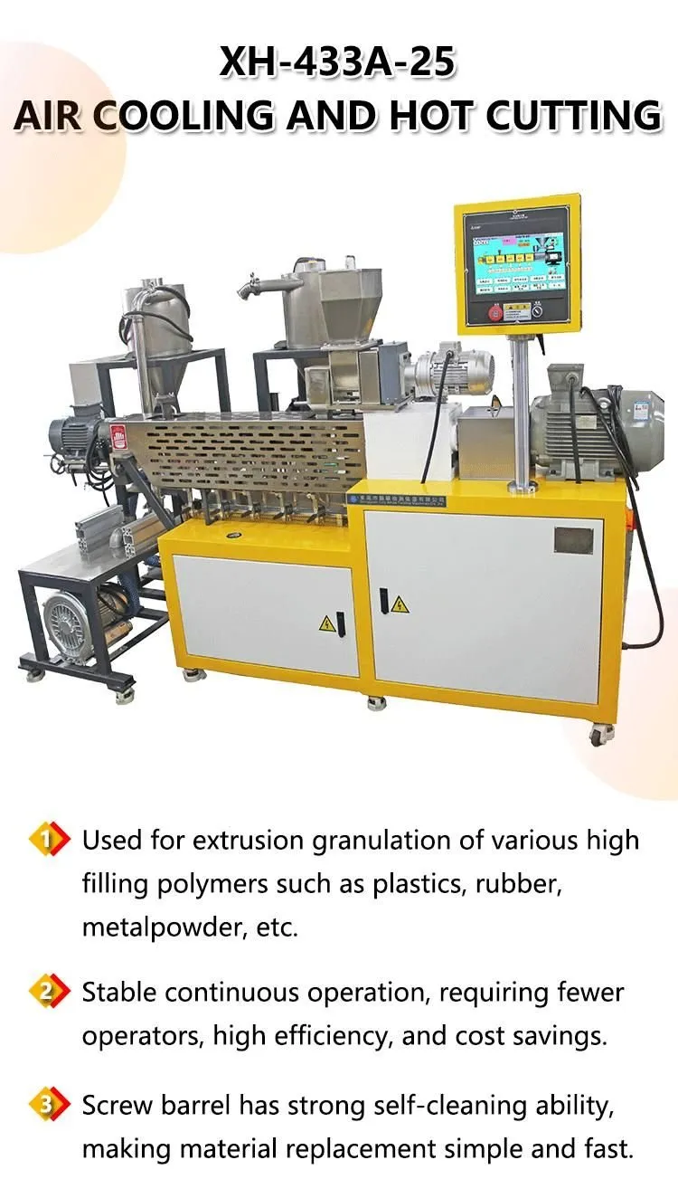 Linha de Granulação por Extrusão de Parafuso Duplo com Masterbatch de Alta Carga de Metal em Laboratório