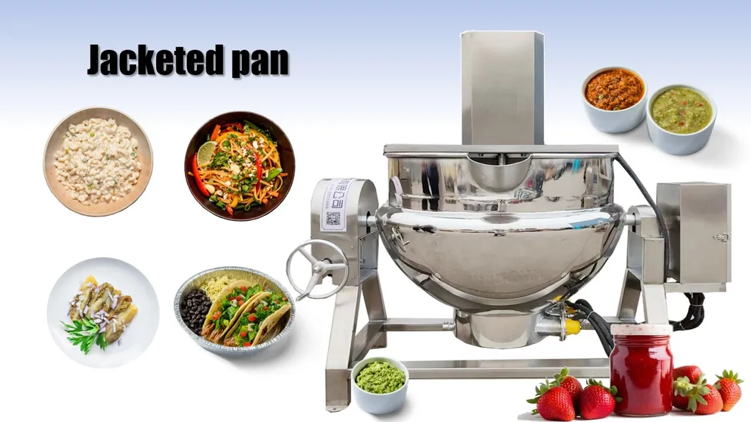 Equipamento Automático de Cozinha com Caldeira a Vapor de Dupla Jaqueta para Processamento de Molho, Geleia e Doces
