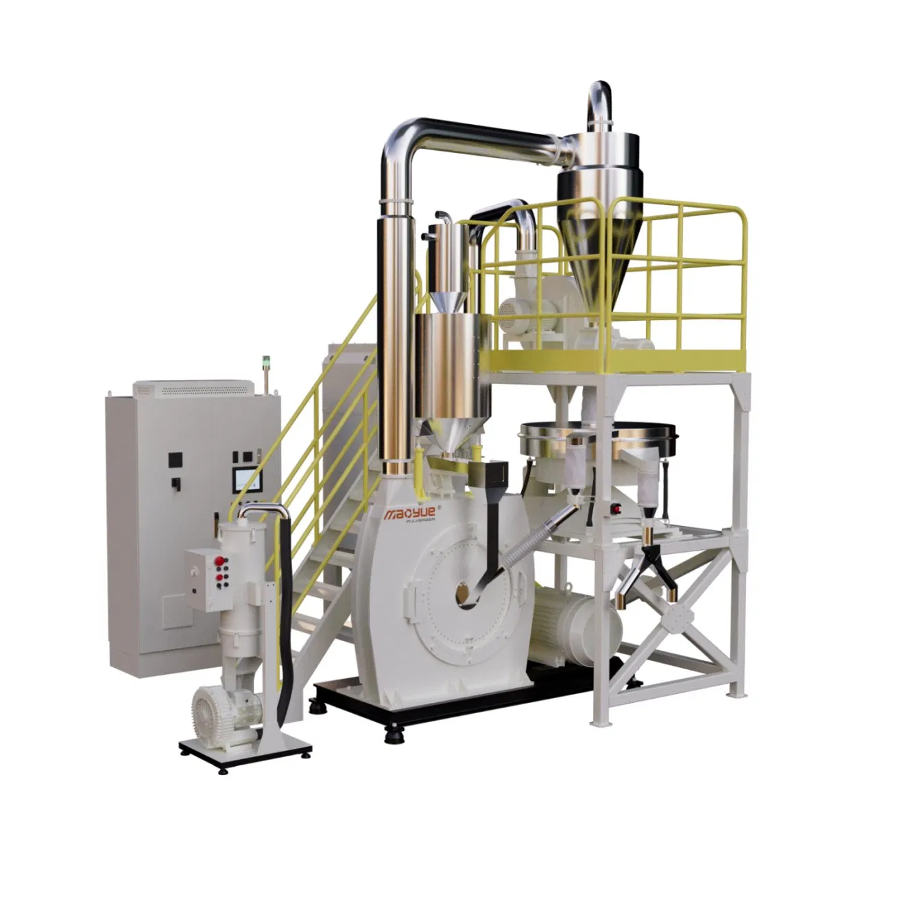 Máquina de moagem de pó de moagem de disco para reciclagem de plásticos em sucata de PE, PP, PVC, HDPE, LLDPE, PET e EVA