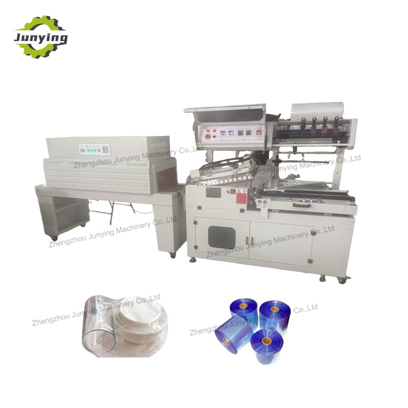Máquina de Embalagem com Encolhimento Térmico Automática Completa para Envoltório de Fluxo, Filme Plástico POF, Selagem Lateral Térmica, Embalagem