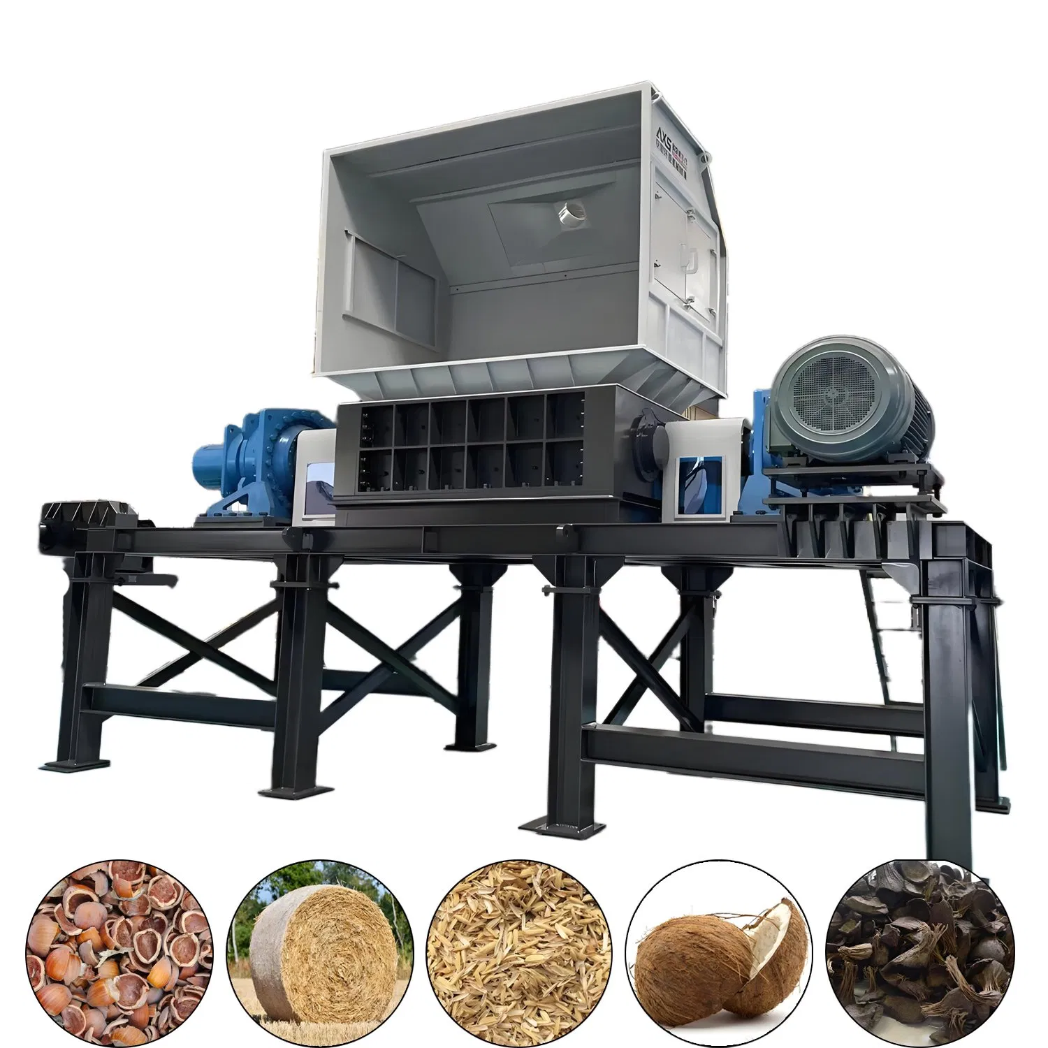 Triturador de Eixo Duplo Multiuso - Equipamento de Trituração Dual - Processa Borracha, Plásticos e Cascas Resistentes (Palha de Coco e Palma)