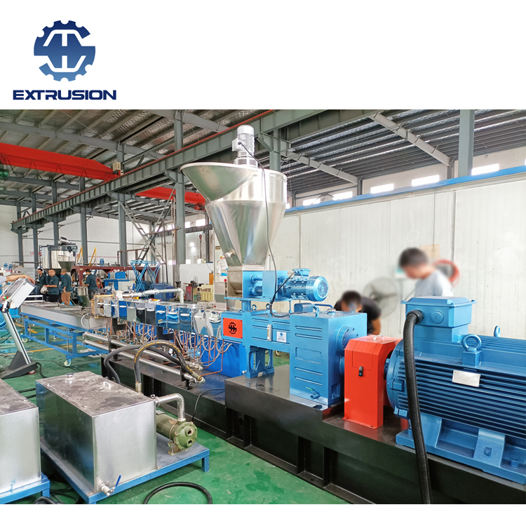 Máquina Extrusora de Masterbatch de Alta Carga de Filler de Parafuso Duplo PE PP+CaCO3