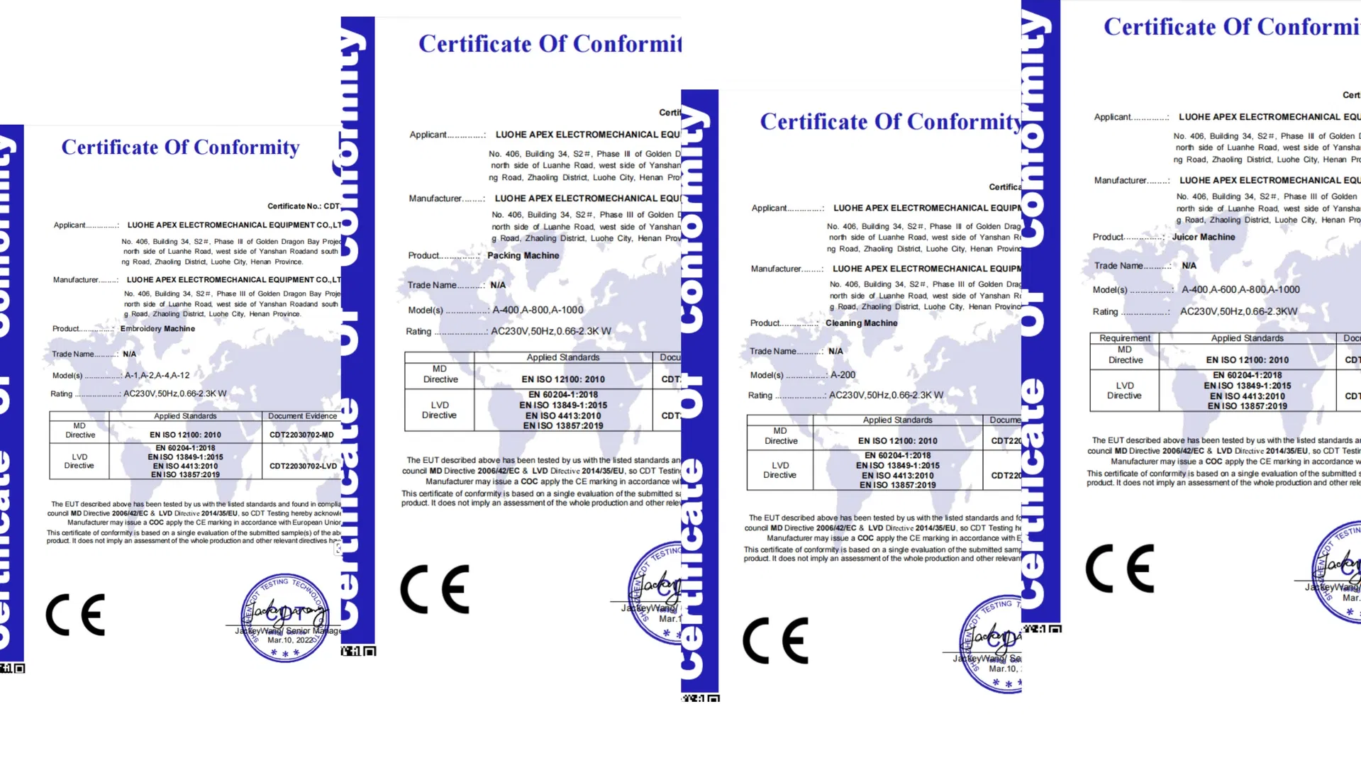 Certificações do produto
