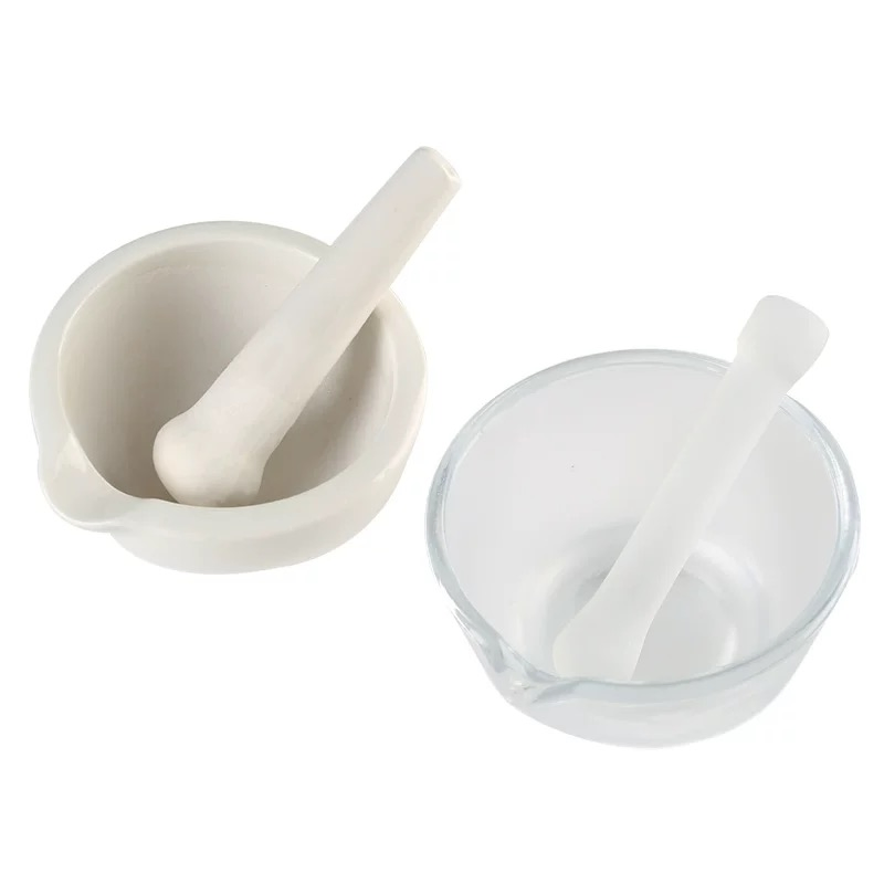 Conjunto de molinillo de hierbas y triturador de pastillas, conjunto de mortero y pistilo de cerámica blanca, mortero de porcelana y pistilo