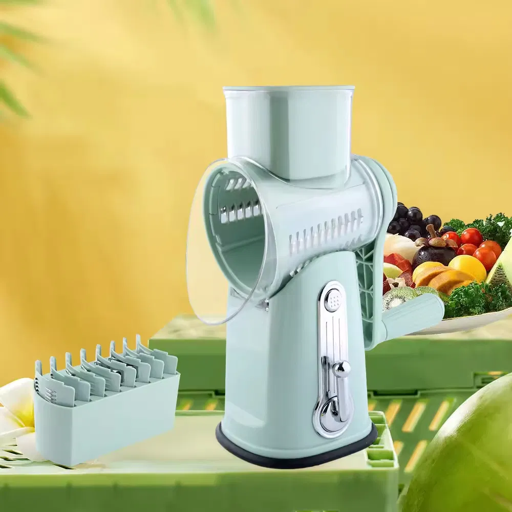 Rallador de Queso Rotatorio 5 Cuchillas de Tambor Cortador de Verduras Manual Molinillo de Nueces Rallador de Queso Rallador de Verduras de Cocina Ralladores de Queso Rotatorios de Mano
