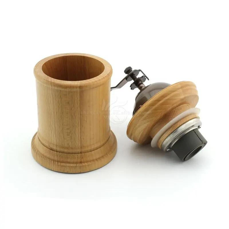 Molino de café manual de acero inoxidable con utensilio de madera para espresso