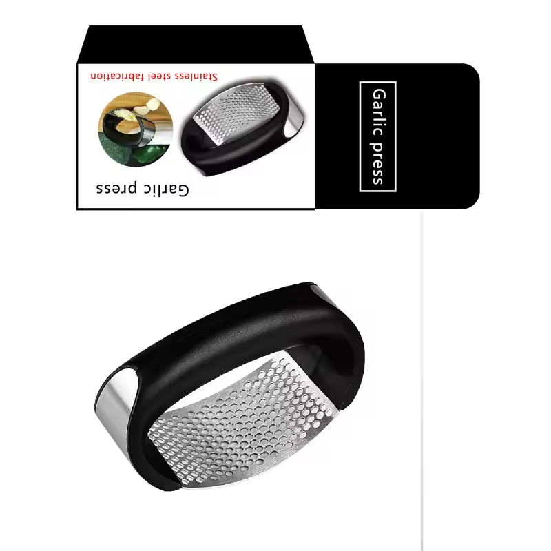 Prensador de ajo manual de acero inoxidable de alta calidad y cortador curvado para carne y verduras, herramienta esencial para el hogar, producto de cocina