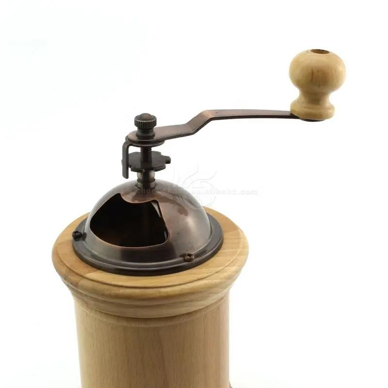 Molino de café manual de acero inoxidable con utensilio de madera para espresso