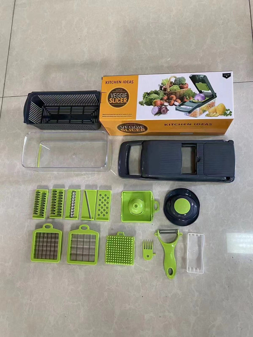 14 en 1 Herramientas para picar frutas y verduras, prensa de cebolla y ajo, utensilios, mandolina, rallador de queso