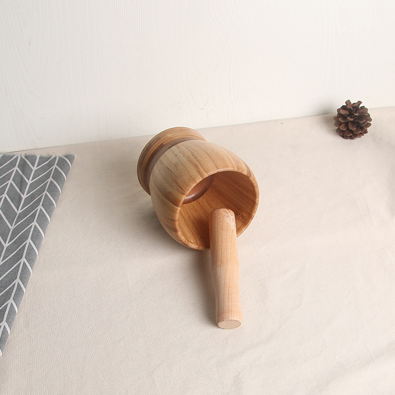 Tarro de madera para moler especias, mortero y mano de madera, utensilios de cocina prácticos de alta calidad y venta caliente