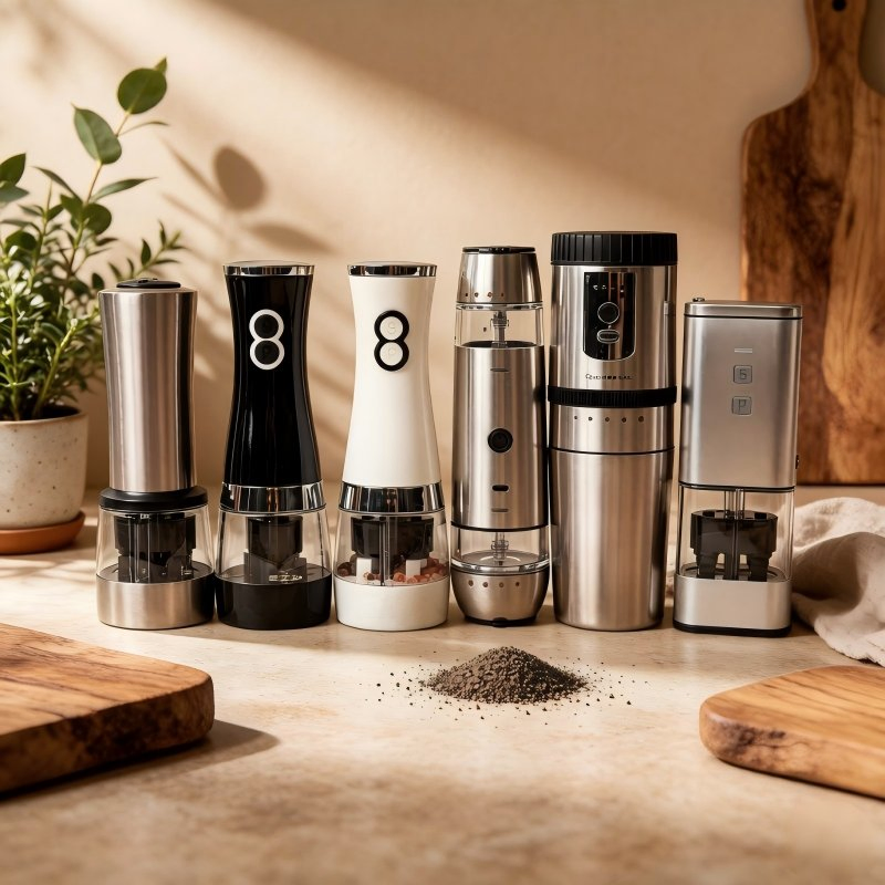 Molino de Sal y Pimienta Eléctrico Utensilios de Cocina Ajustable Cerámico Especiero