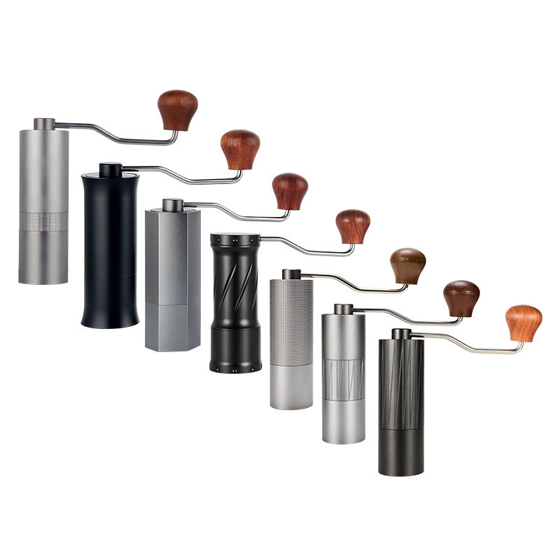 Cuerpo de aleación de aluminio 420 molinillo de café manual de acero inoxidable con mango plegable para uso doméstico