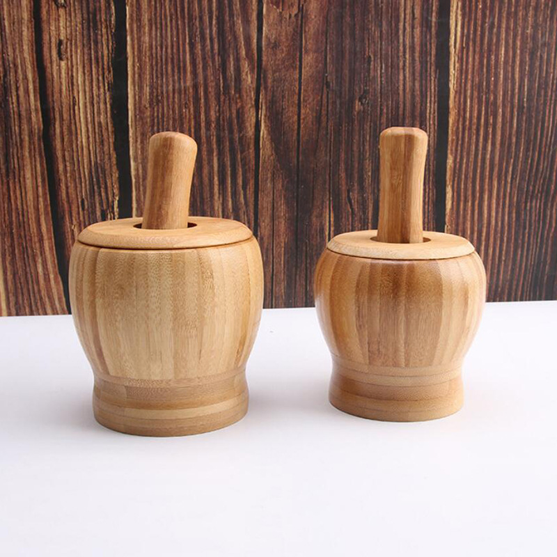 Tarro de madera para moler especias, mortero y mano de madera, utensilios de cocina prácticos de alta calidad y venta caliente