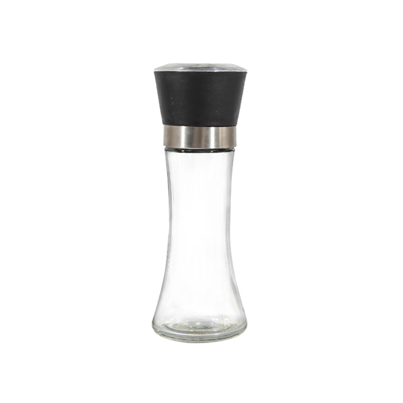 180ml Molinillo de especias de vidrio personalizado de alta calidad, frasco de vidrio para sal marina y pimienta, molinillo duradero, frasco redondo para almacenamiento de hierbas, botella de condimentos para cocina y barbacoa