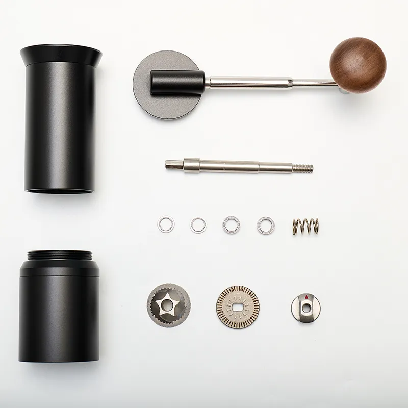 Cuerpo de aleación de aluminio 420 molinillo de café manual de acero inoxidable con mango plegable para uso doméstico