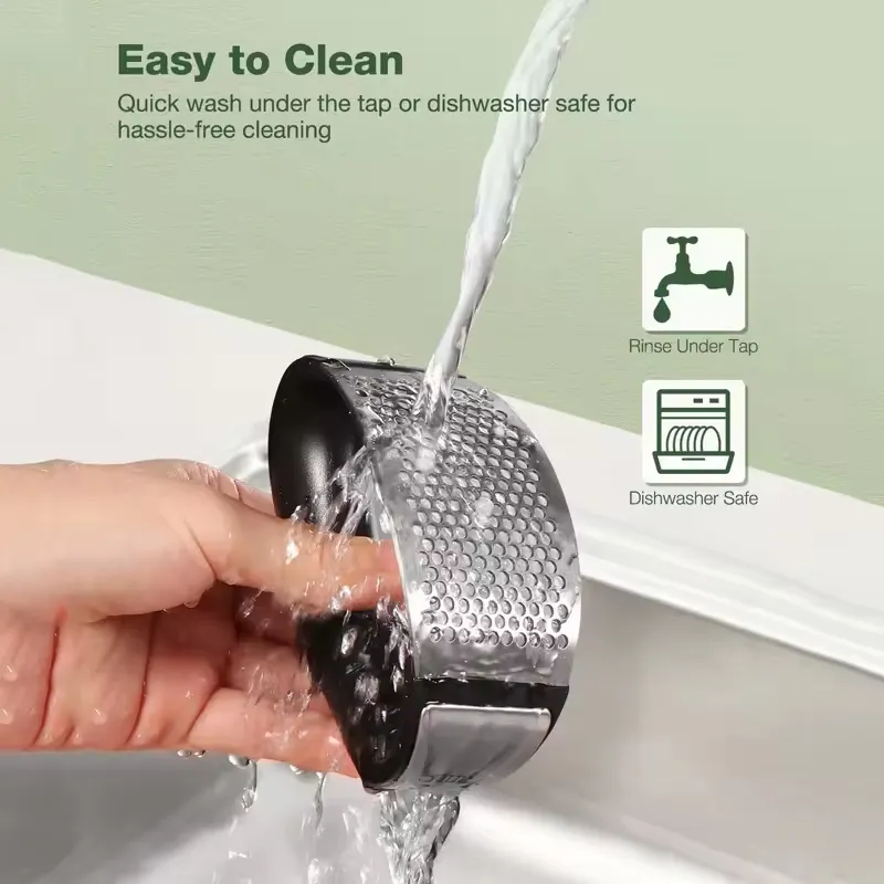 Prensador de ajo manual de acero inoxidable de alta calidad y cortador curvado para carne y verduras, herramienta esencial para el hogar, producto de cocina