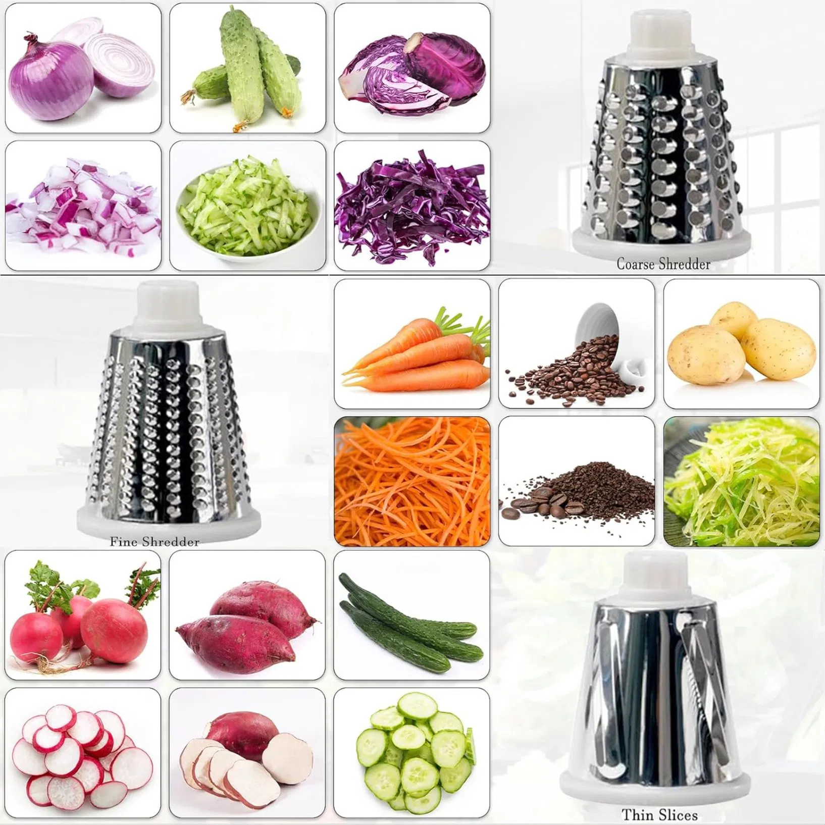 Nuevo rallador de alimentos manual rotativo multifuncional de plástico ABS con cuchilla ecológica para queso y verduras