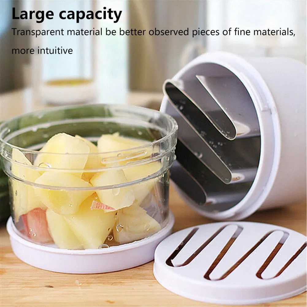 Cortador de cebolla con contenedor, picadores de ajo manuales, cortadores de verduras de mano para ajo, nuez, cuchillas de acero inoxidable, accesorios de cocina