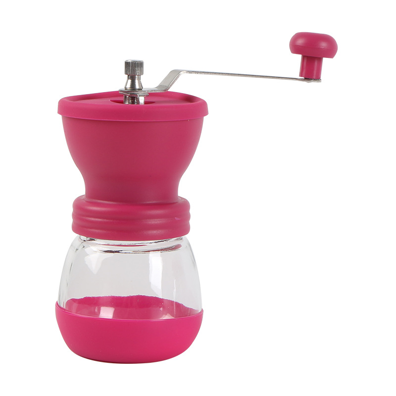 Molino de café manual portátil de vidrio, molinillo de café ajustable con muelas de cerámica, molinillo de granos de café de cono