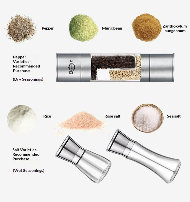 Stainless Steel Pepper Grinder Sea Salt Sichuan Peppercorn Powder Manual Grinding Bottle Black Pepper Grains