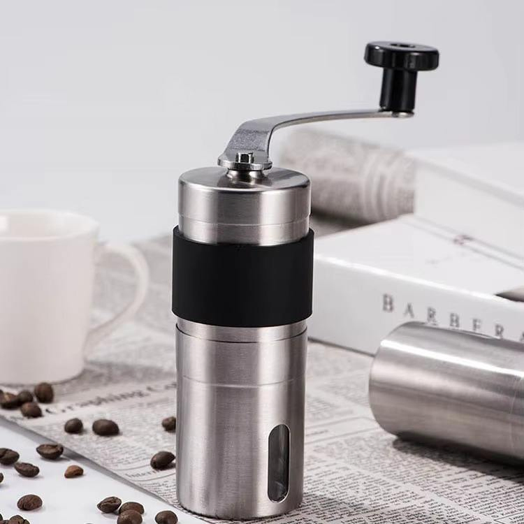 Molino de café portátil mini de cerámica con muelas conveniente 304 manivela de acero inoxidable con características para hacer té y café