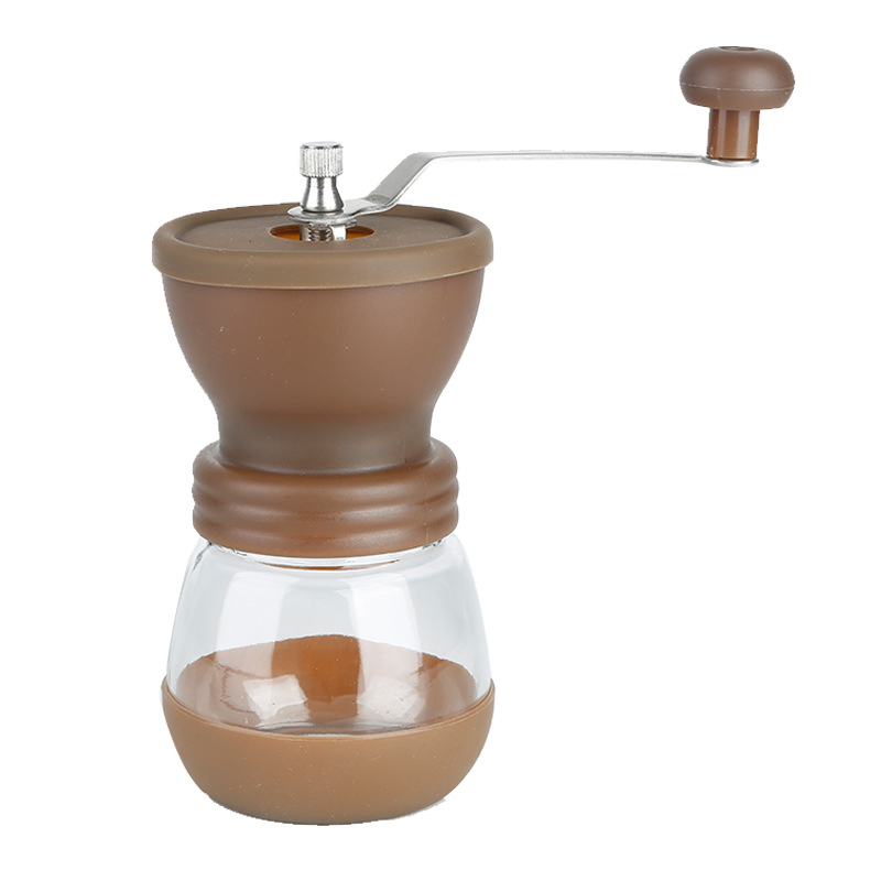 Molino de café manual portátil de vidrio, molinillo de café ajustable con muelas de cerámica, molinillo de granos de café de cono