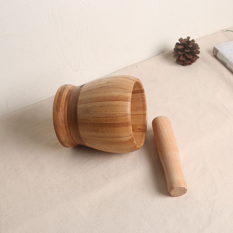 Tarro de madera para moler especias, mortero y mano de madera, utensilios de cocina prácticos de alta calidad y venta caliente