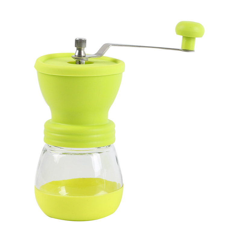Molino de café manual portátil de vidrio, molinillo de café ajustable con muelas de cerámica, molinillo de granos de café de cono