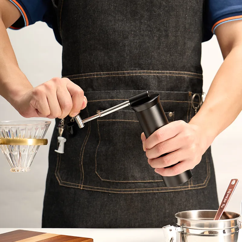 Cuerpo de aleación de aluminio 420 molinillo de café manual de acero inoxidable con mango plegable para uso doméstico
