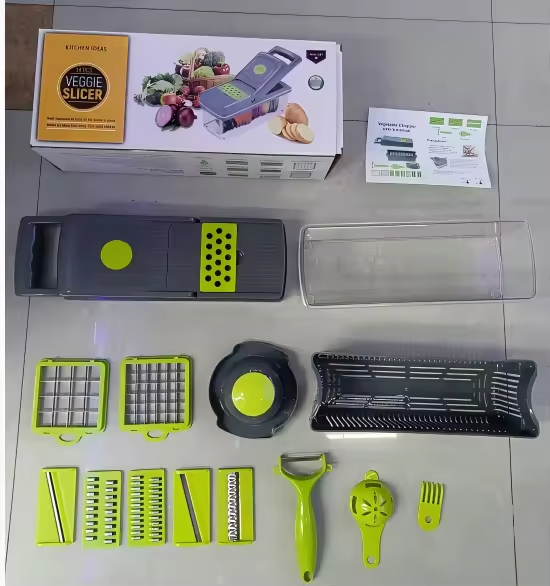 Cortador de verduras multifuncional 15 en 1 picador de cebolla, rallador de verduras, picador de vegetales con cesta coladora