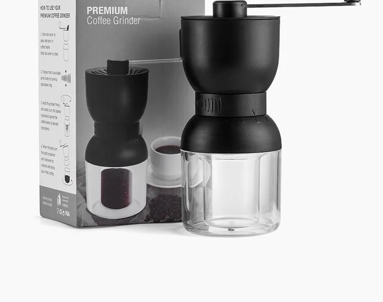 Molino de café manual portátil con manivela para espresso, prensa francesa y vertido