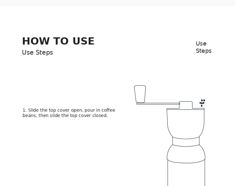 Molino de café manual portátil con manivela para espresso, prensa francesa y vertido