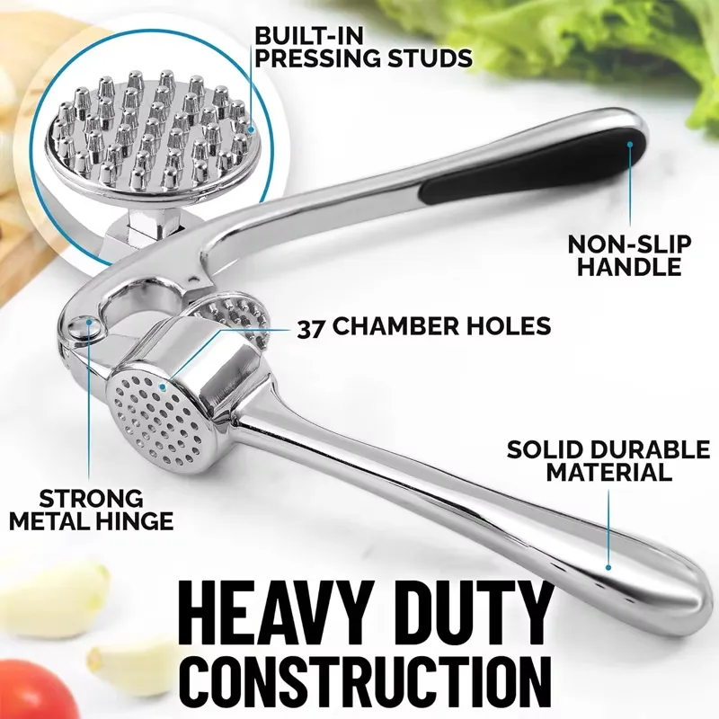 Prensador de ajo manual de acero inoxidable de alta calidad y cortador curvado para carne y verduras, herramienta esencial para el hogar, producto de cocina