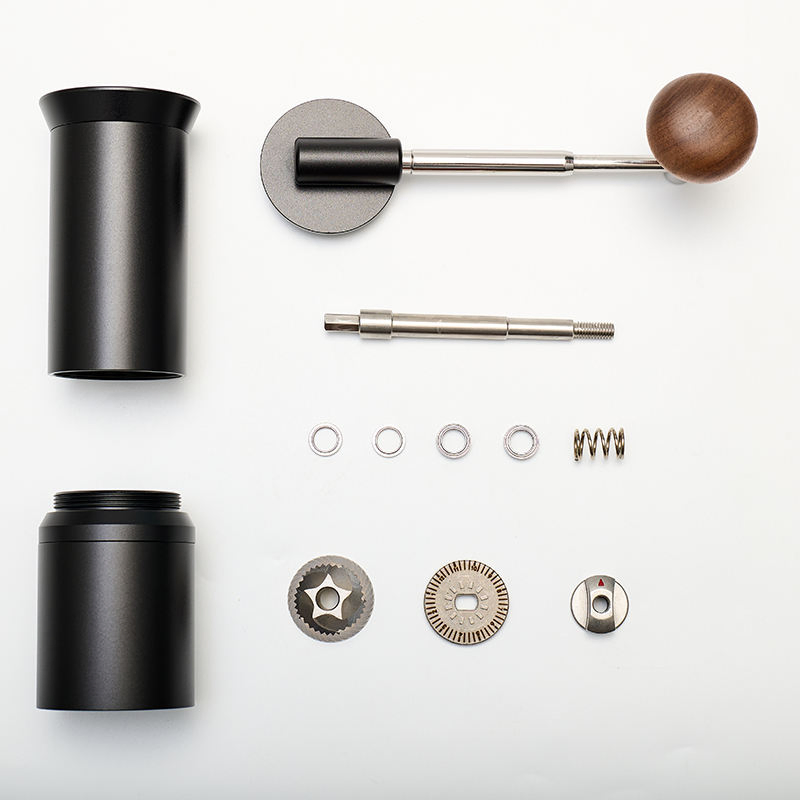Cuerpo de aleación de aluminio 420 molinillo de café manual de acero inoxidable con mango plegable para uso doméstico
