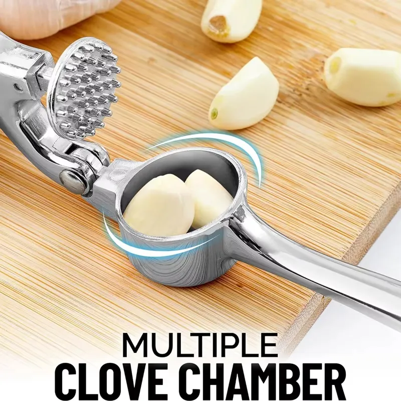 Prensador de ajo manual de acero inoxidable de alta calidad y cortador curvado para carne y verduras, herramienta esencial para el hogar, producto de cocina