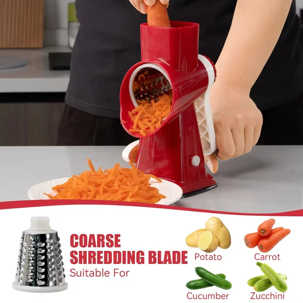 5 en 1 Rallador de Queso Rotary Versátil Cortador de Verduras Manual Molinillo de Cacahuetes y Nueces Rallador de Queso y Verduras Rallador de Queso Microplane