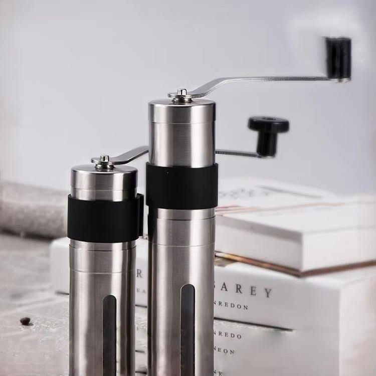 Molino de café portátil mini de cerámica con muelas conveniente 304 manivela de acero inoxidable con características para hacer té y café