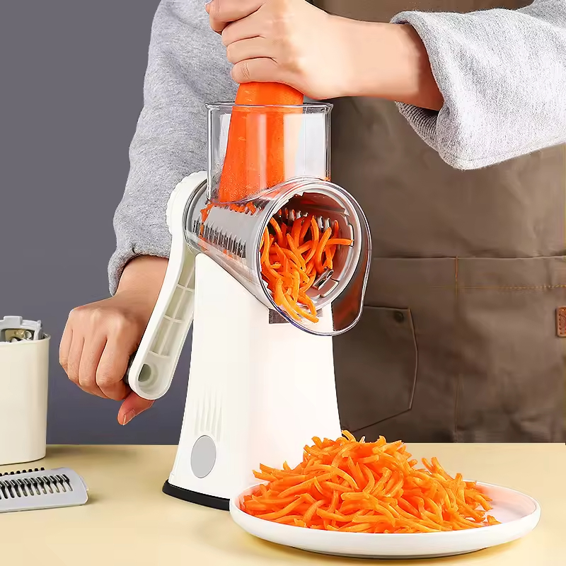 Rallador de queso manual rotatorio para cortador de verduras, rebanador de patatas, mandolina, picadora de verduras multifuncional, accesorios de cocina, rallador rotatorio para nueces