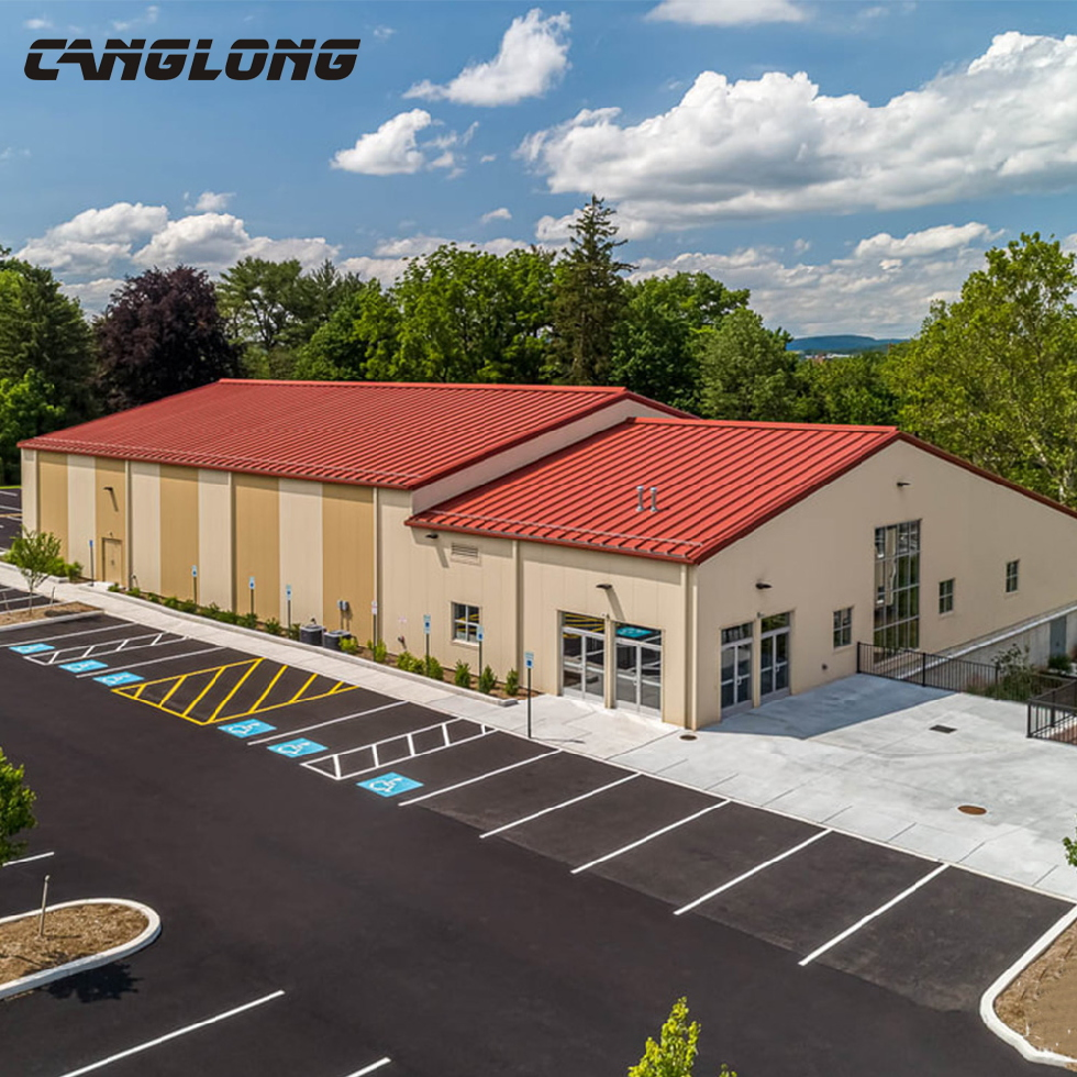 China Factory Prefab Steel Structure House Galvanized Steel Purlines Metal Sheet Hospital/Steel School Church Building Construction for Sale