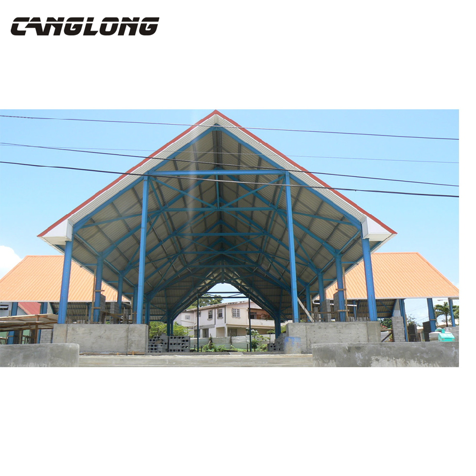 China Factory Prefab Steel Structure House Galvanized Steel Purlines Metal Sheet Hospital/Steel School Church Building Construction for Sale